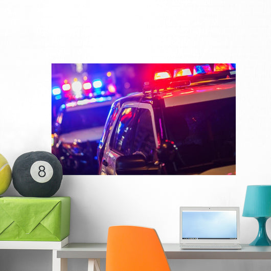 Night Time Police Intervention Wall Decal