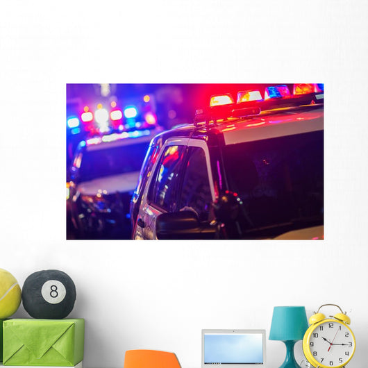 Night Time Police Intervention Wall Decal
