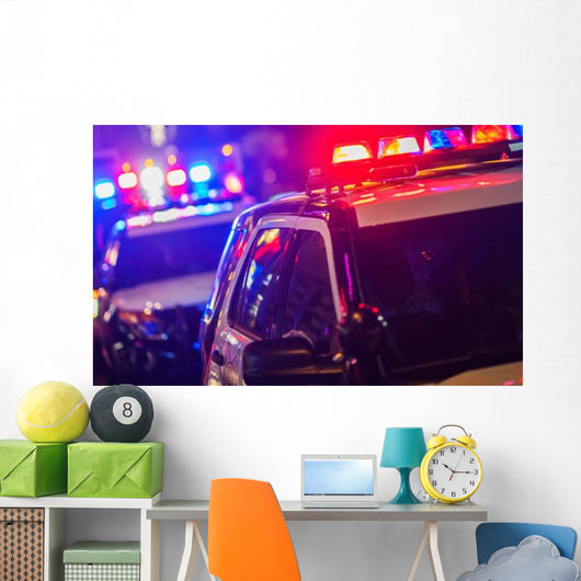 Night Time Police Intervention Wall Decal