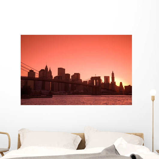 Lower Manhattan Skyline Viewed From Brooklyn Bridge Park Wall Mural