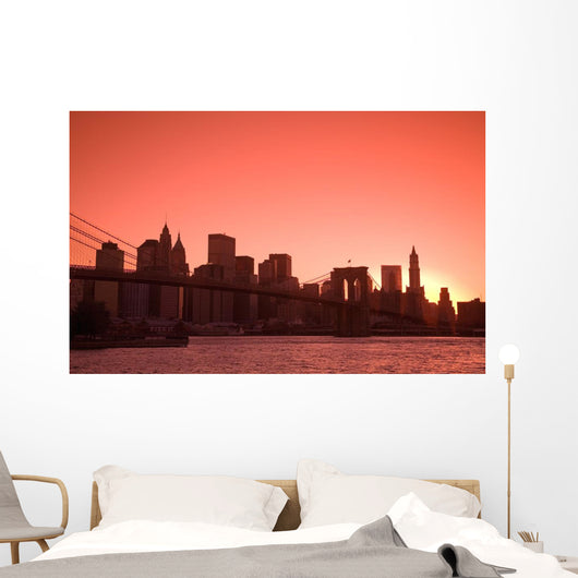 Lower Manhattan Skyline Viewed From Brooklyn Bridge Park Wall Mural