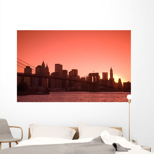 Lower Manhattan Skyline Viewed From Brooklyn Bridge Park Wall Mural