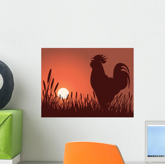rooster greeting sunrise Wall Mural