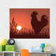 rooster greeting sunrise Wall Mural