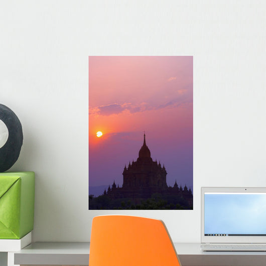 Sunrise Over Stupa Temple In Bagan, Myanmar, Burma Wall Mural