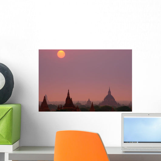 Temples Of Bagan At Sunrise In Bagan, Myanmar, Burma Wall Mural