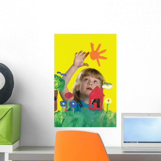 Girl Painting On Glass Wall Mural