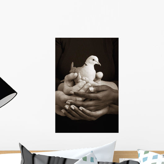 Many Hands Holding A Dove Wall Mural