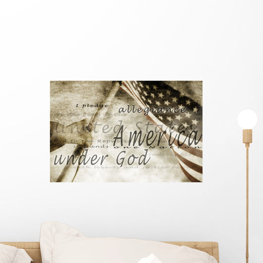 The Pledge Of Allegiance And An American Flag Wall Mural