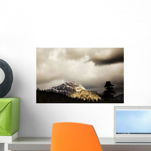 Mountain With Cloudy Sky Wall Mural