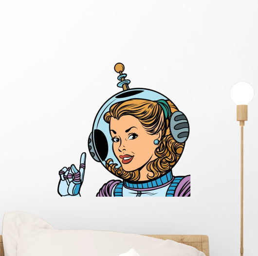 Girl Astronaut White Wall Decal