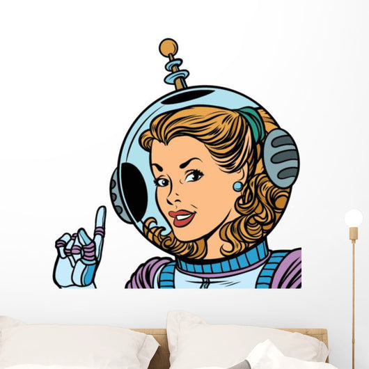 Girl Astronaut White Wall Decal