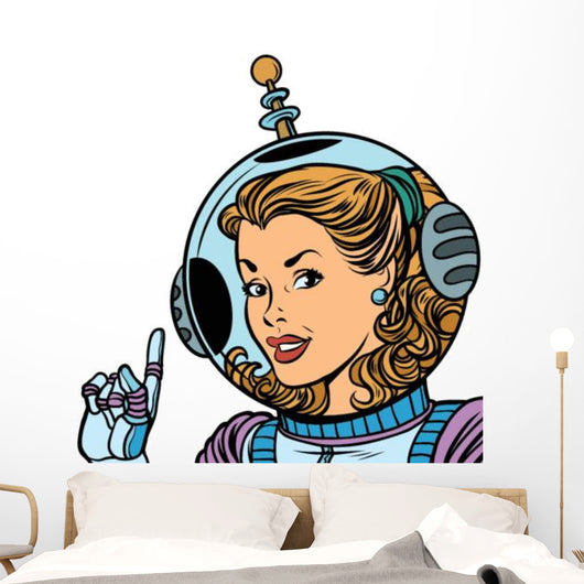 Girl Astronaut White Wall Decal