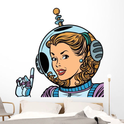 Girl Astronaut White Wall Decal