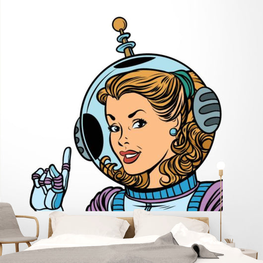 Girl Astronaut White Wall Decal