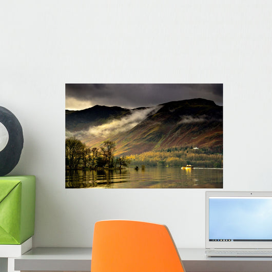 Boat On Lake Derwent, Cumbria, England Wall Mural