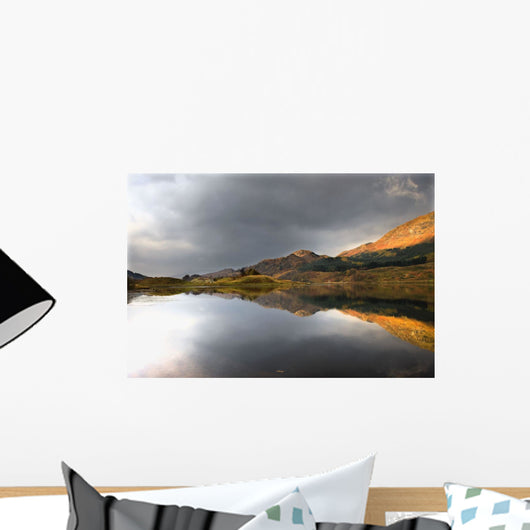 Mountain Reflection In Water, Loch Lobhair, Scotland Wall Mural