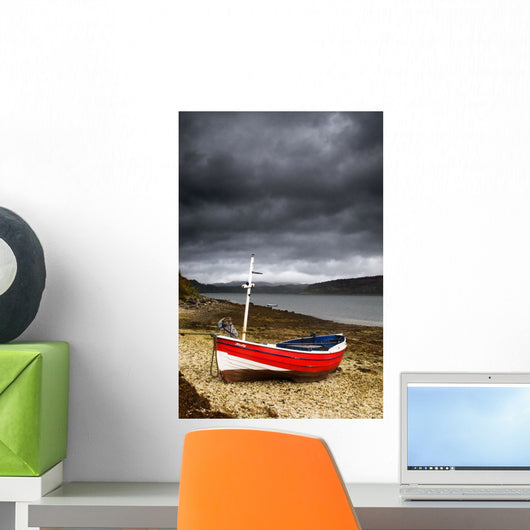Boat On Shore, Lochaline, Scotland Wall Mural