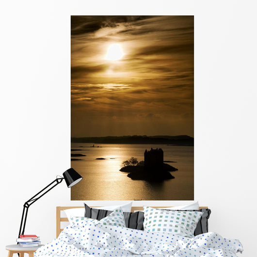 Castle Stalker At Sunset, Loch Laich, Scotland Wall Mural