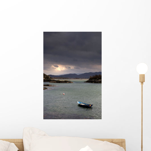 Boat In Water, Loch Sunart, Scotland Wall Mural