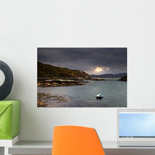 Boat In Water, Loch Sunart, Scotland Wall Mural