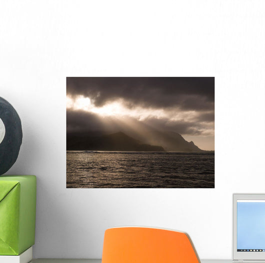 Storm Clouds, Hanalei Bay, Kauai, Hawaii Wall Mural
