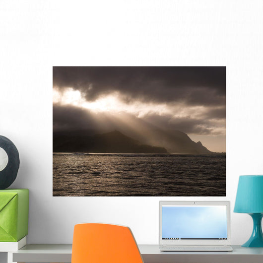 Storm Clouds, Hanalei Bay, Kauai, Hawaii Wall Mural