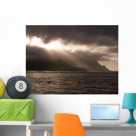 Storm Clouds, Hanalei Bay, Kauai, Hawaii Wall Mural