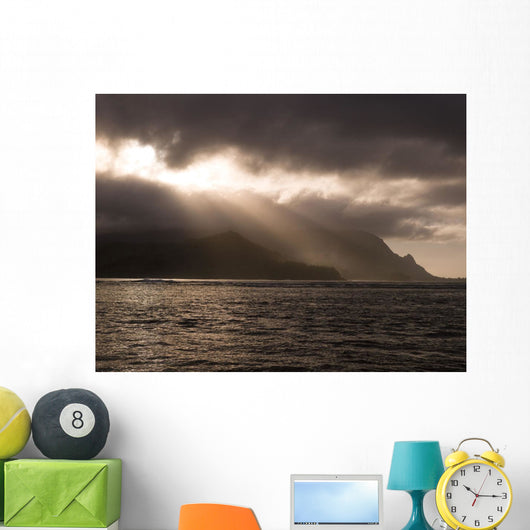 Storm Clouds, Hanalei Bay, Kauai, Hawaii Wall Mural