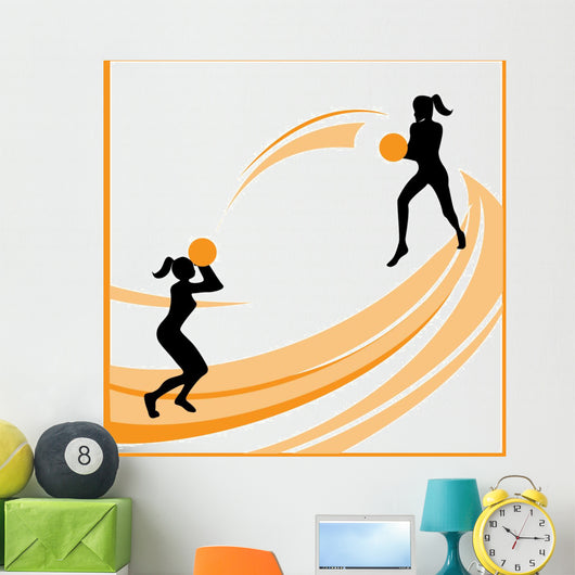 Woman basketball vector Wall Decal