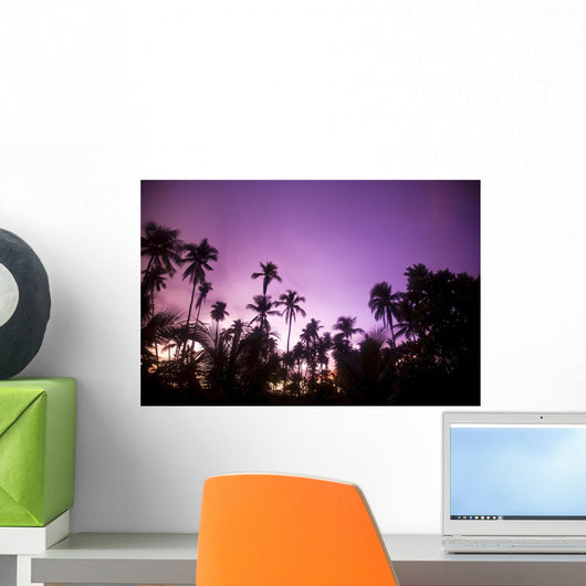Palm Trees At Dusk, Malaysia, Southeast Asia Wall Mural