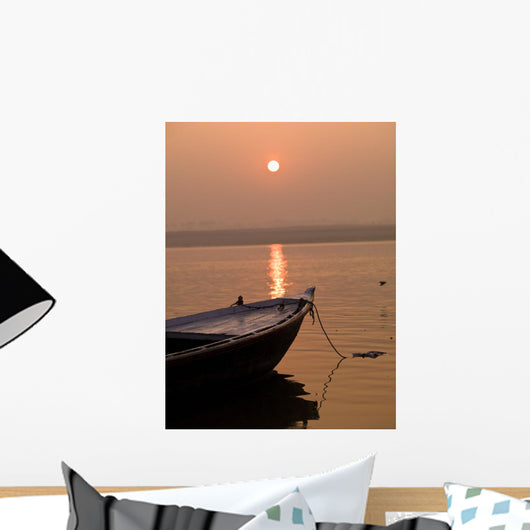 Boat In The Water, Varanasi, India Wall Mural