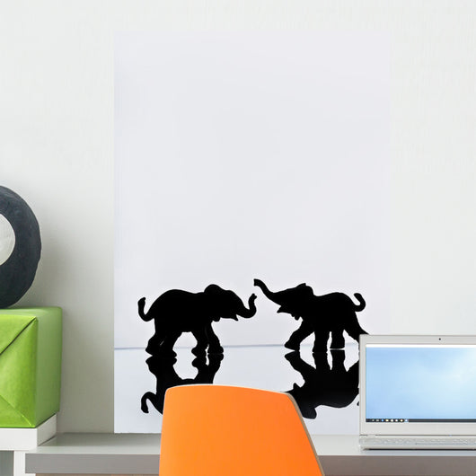 Elephant Pair Reflection Wall Mural
