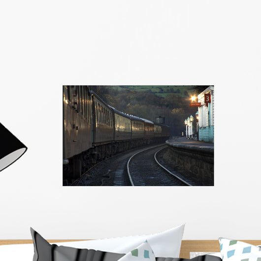 Train At Station At Dusk, Pickering, North Yorkshire, England Wall Mural