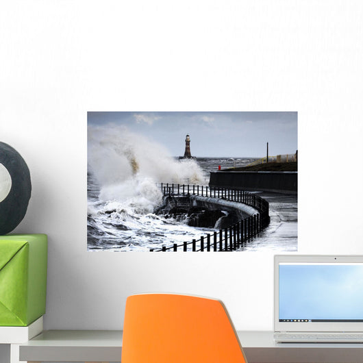 Waves Crashing, Sunderland, Tyne And Wear, England Wall Mural