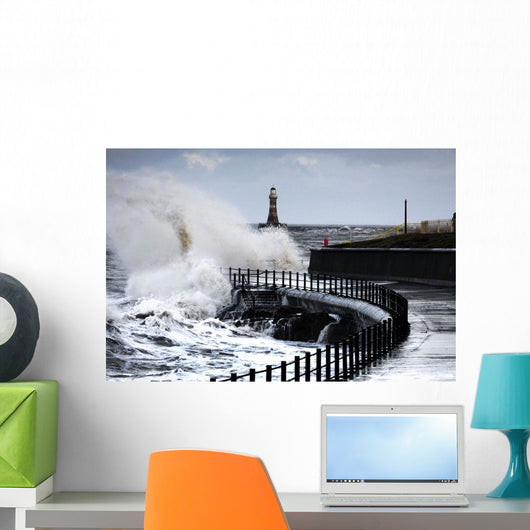 Waves Crashing, Sunderland, Tyne And Wear, England Wall Mural