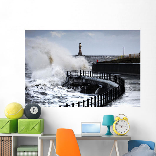 Waves Crashing, Sunderland, Tyne And Wear, England Wall Mural