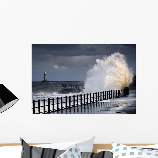 Waves Crashing, Sunderland, Tyne And Wear, England Wall Mural