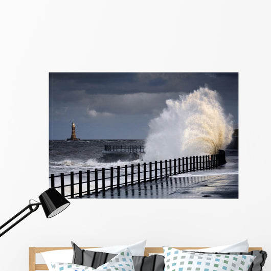 Waves Crashing, Sunderland, Tyne And Wear, England Wall Mural