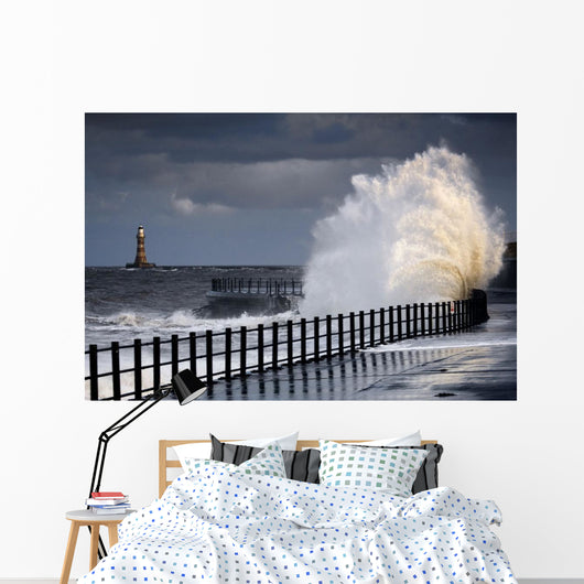 Waves Crashing, Sunderland, Tyne And Wear, England Wall Mural