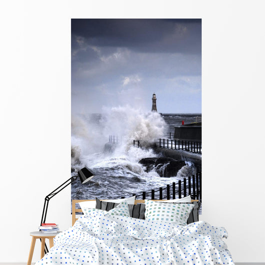 Waves Crashing, Sunderland, Tyne And Wear, England Wall Mural