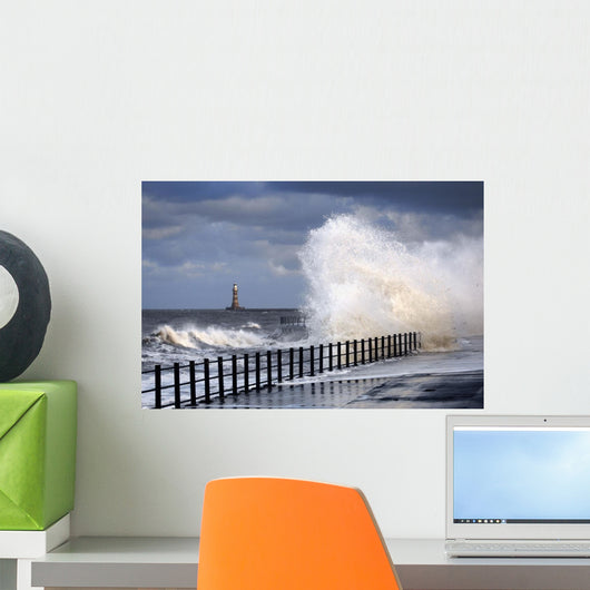 Waves Crashing, Sunderland, Tyne And Wear, England Wall Mural