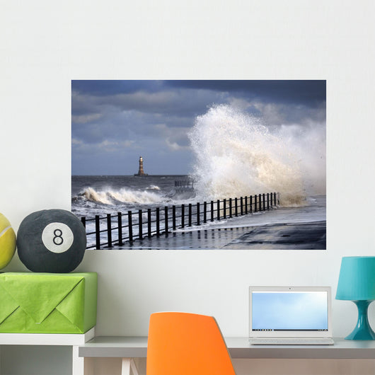 Waves Crashing, Sunderland, Tyne And Wear, England Wall Mural