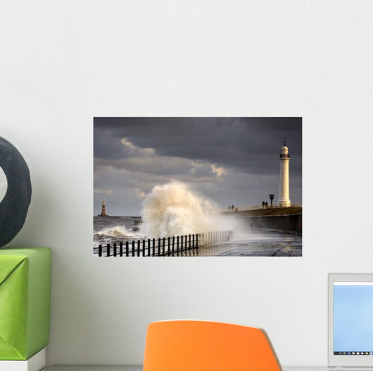 Waves Crashing, Sunderland, Tyne And Wear, England Wall Mural