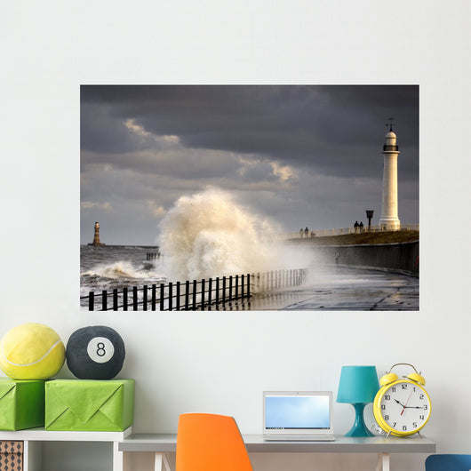 Waves Crashing, Sunderland, Tyne And Wear, England Wall Mural