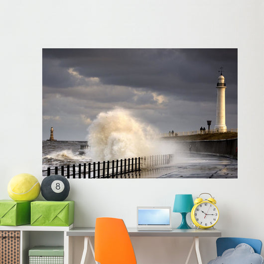Waves Crashing, Sunderland, Tyne And Wear, England Wall Mural