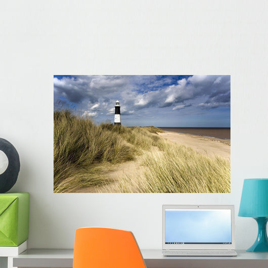Lighthouse On Beach, Humberside, England Wall Mural