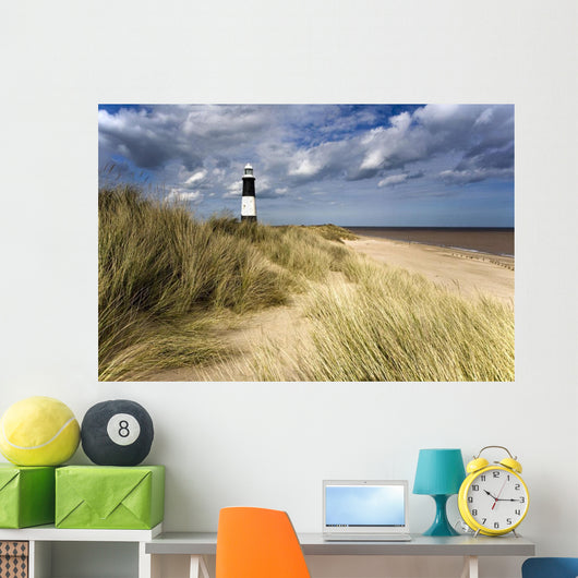 Lighthouse On Beach, Humberside, England Wall Mural