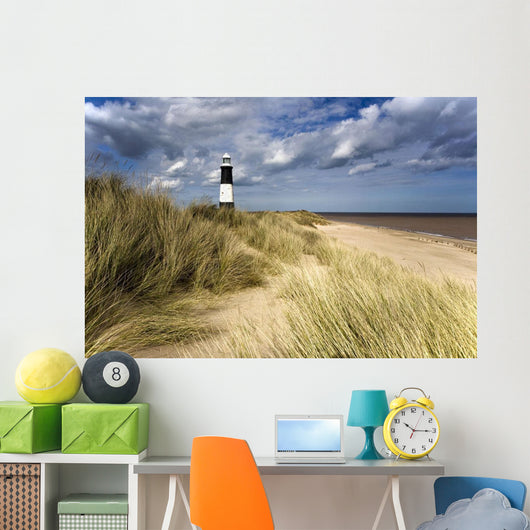 Lighthouse On Beach, Humberside, England Wall Mural