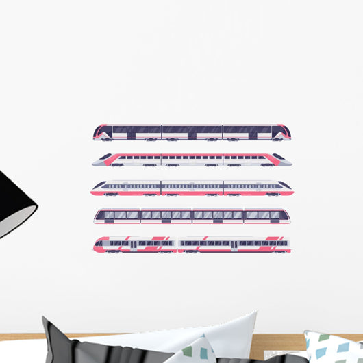 Set Passenger Train Subway Wall Decal Sticker Set
